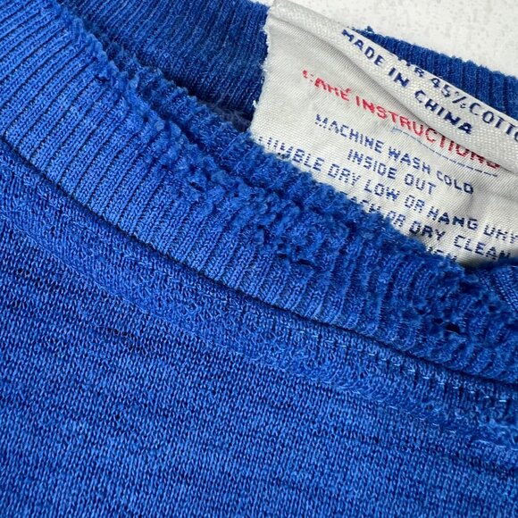 VTG 90s Crable NFL New York Giants Sweatshirt Large Blue Faded Thrashed Crewneck - Picture 7 of 16